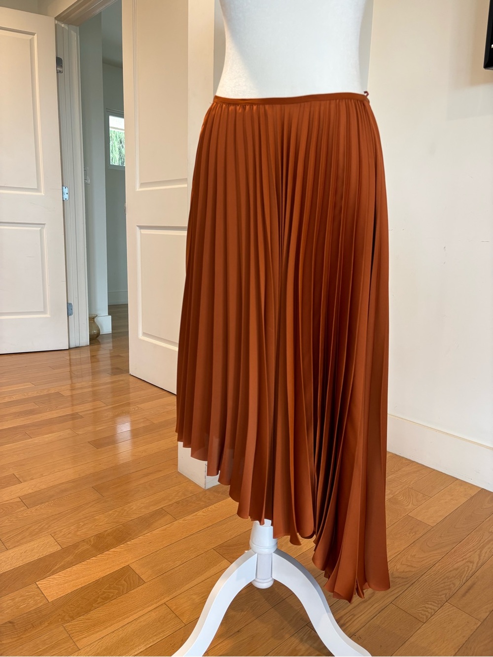 COS Rust Pleated Asymmetric Midi Skirt